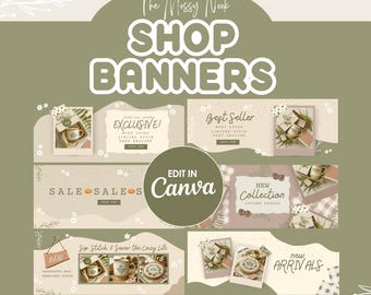 Cottagecore  Shopifie Store Banner Templates: Canva Editable (PDF Download)
