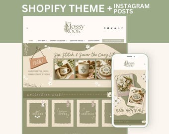 Aesthetic Shopify Theme -  cottagecore Shopify Template - Shopify theme for Gifts - Shopify theme for Digital Products - MOSSYV1