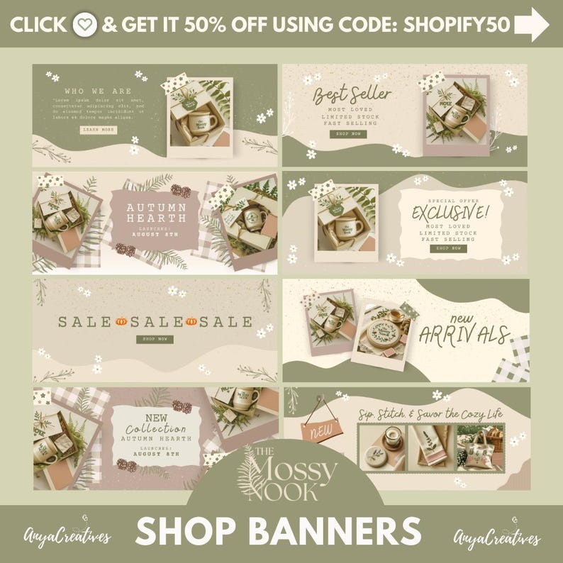 Aesthetic Shopify Theme -  cottagecore Shopify Template - Shopify theme for Gifts - Shopify theme for Digital Products - MOSSYV1