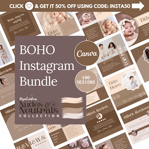 Neutral Instagram Post Templates Boho Instagram Templates Social Media Template Canva Small business Instagram Marketing template - NNCol