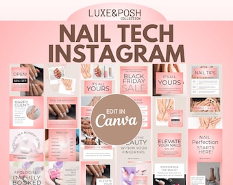 Modelli di post Instagram per Nail Tech: social media per saloni minimalisti di lusso