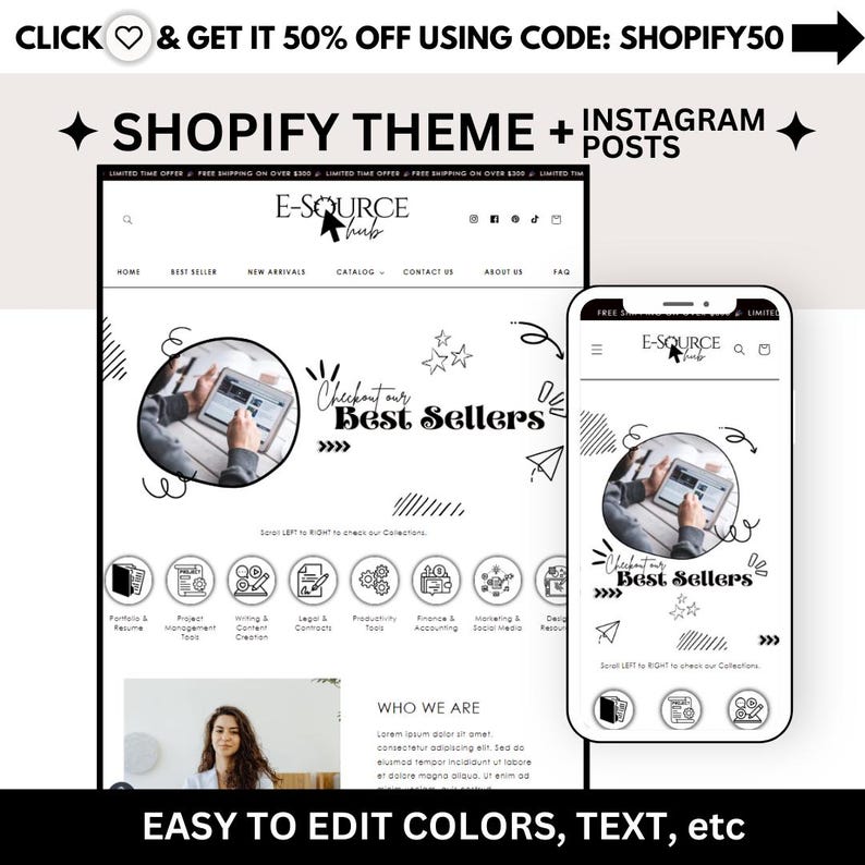 Shopify Theme Black White Luxe Aesthetic Shopify