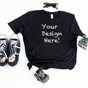 Schwarzes T-Shirt Mockup, Digitales T-Shirt Bilder zum Download, Mockup T-Shirt, Bella Canvas 3001 T-Shirt Mockup, Schwarzes T-Shirt Mockup, Tees Mockup