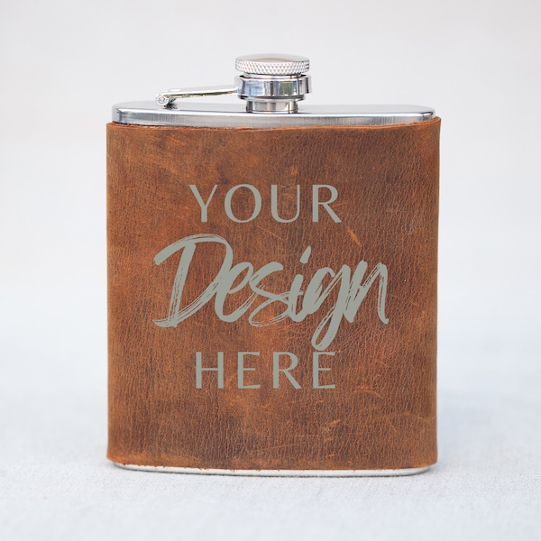 Flask  Mockup, 5 different Digital images for Flasks   - Leather Flask Mock up   - Personalized Flask Mockup, Digital Flask for  downloads.