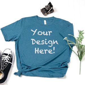 Bella Canvas 3001 T-shirt Mockup: Heather Deep Teal (Digital Image)