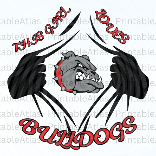 Thir girl loves Bulldogs svg, Girl loves Bulldogs png, Bulldogs mascot svg, Georgia Bulldog Svg Cricut, Rip Bulldogs team svg clipart DIY