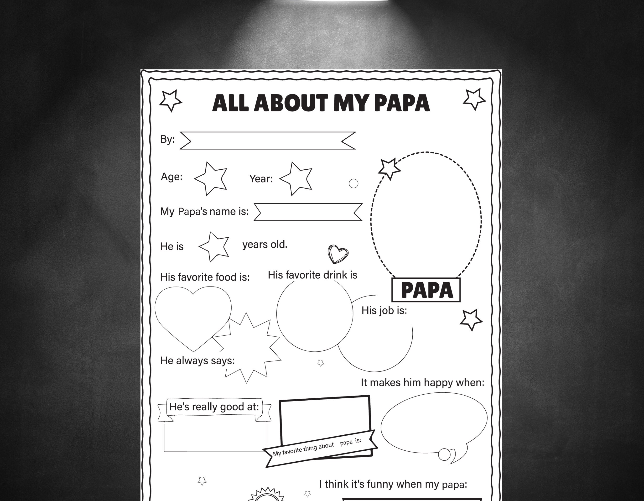 Father's Day Printable All About My Dad Father's Day - Etsy