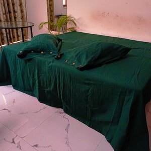 Emerald Green Duvet Cover Stonewashed Linen Bedding Twin Full Queen King Euro , custom Linen Duvet Cover sizes comforter cover Linen Bedding