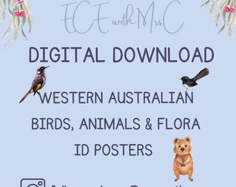 Poster di identificazione di uccelli, animali e flora dell'Australia Occidentale