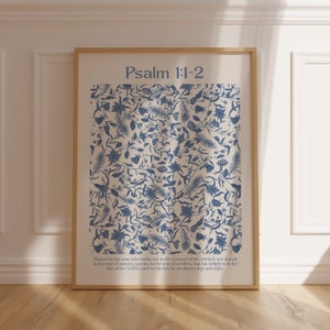 Psalm 1:1-2 Scripture Wall Art Christian Wall Decor Christian Gifts for Her Him Bible Verse Wall Art Catholic Gift  Christian Wall Art