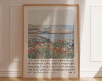 Psalm 23 KJV Print The Lord Is My Shepherd Vintage Bible Verse Wall Art