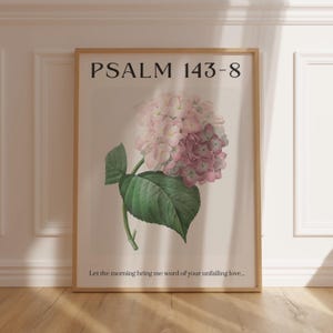Floral Vintage Psalm 143:8 Scripture Wall Art Printable Bible Verse Poster for Christian Home Decor