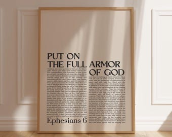 Armor of God Wall Art: Ephesians 6 Bold Typography Print (Digital Download)