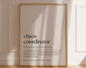 Chaos Coordinator Definition Print: Funny Office Decor (Digital Download)
