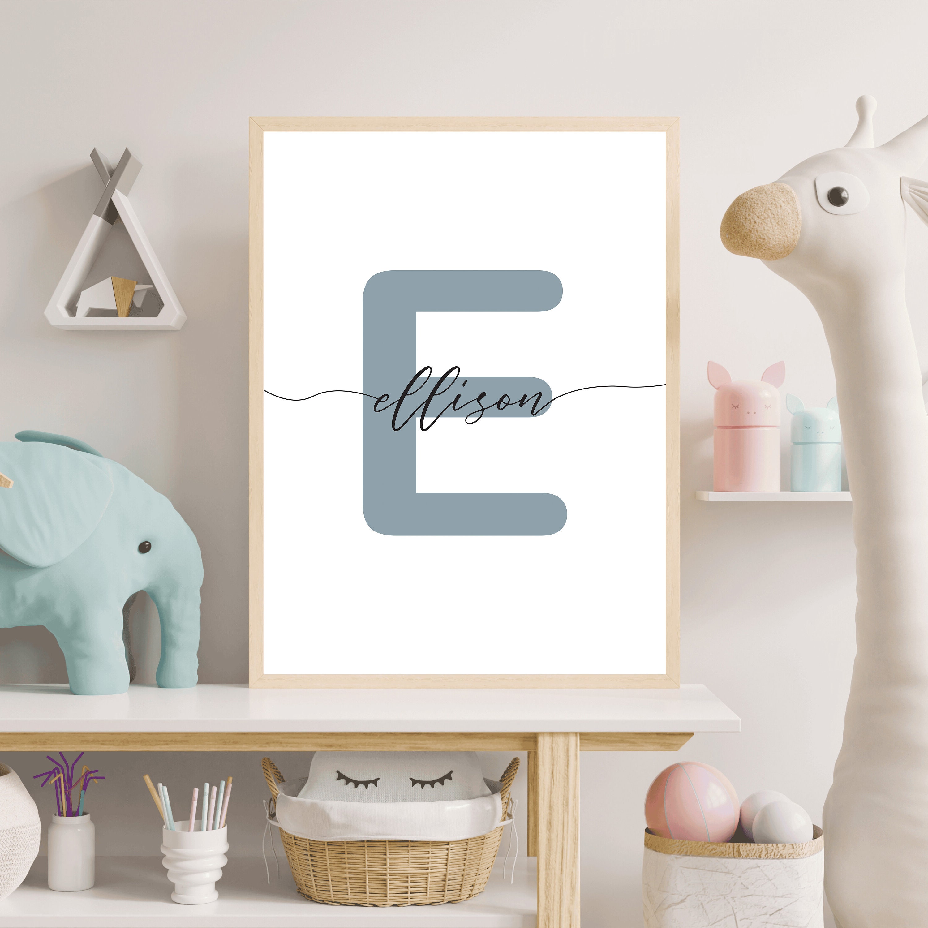 Custom Kids Wall Art With Modern Name Printable Art, Custom Nursery