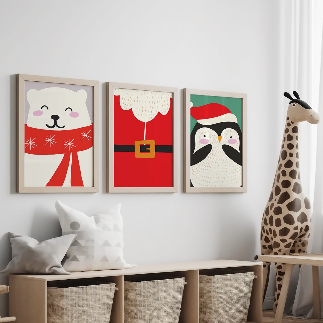 Christmas Nursery Wall Art Set of 3 Christmas Kids Room Kids ...
