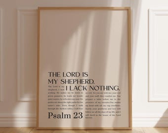 Psalm 23 Scripture Wall Art The Lord Is My Shepherd Minimalist Christian Wall Decor Inspirational Bible Verse Wall Art Faith Based Gift