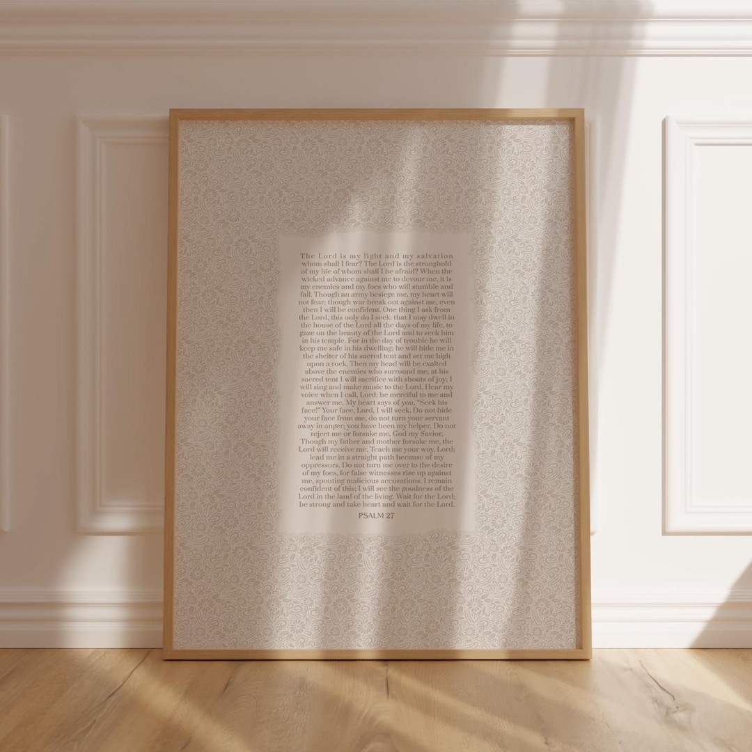 Scripture Wall Art Psalm 27 NIV Bible Verse Poster for Christians ...