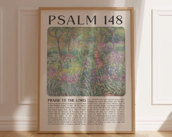 Scripture Wall Art Psalm 148 Bible Verse Poster for Christians Vintage Wall Art Faith Gift For Her Him Christian Home Decor