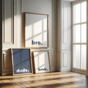 Blue Boys Room Wall Art: Bro Dude Bruh Printable (Digital Download) image 5