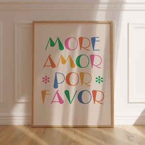 More Amor Por Favor Poster Eclectic Spanish Love Printable Maximalist Colorful Wall Art