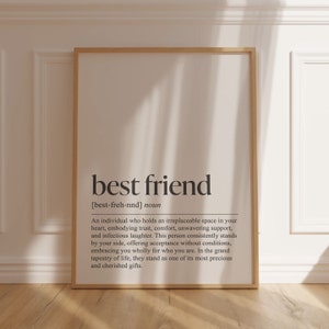 Best Friend Definition Printable Multiple Sizes Unique Friendship Quote Poster Perfect Bridesmaid or Sister Gift Dictionary Poster