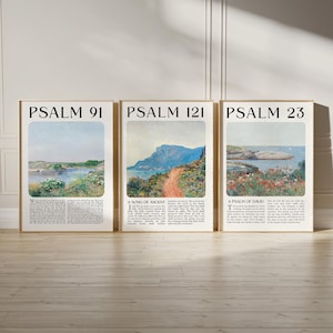 Psalm 23, 91, 121 Vintage Scripture Art Prints - Set of 3 (Digital Download)