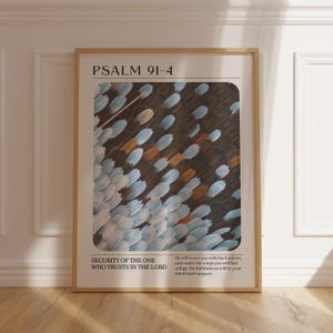Plakat z wersetem biblijnym do druku, Psalm 91:4, do chrześcijańskiego wystroju domu
