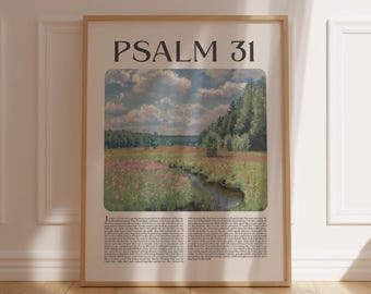 Scripture Wall Art Psalm 31 KJV Bible Verse Poster for Christians Vintage Wall Art Faith Gift For Her Him Christian Home Decor Psalm 31 Sign