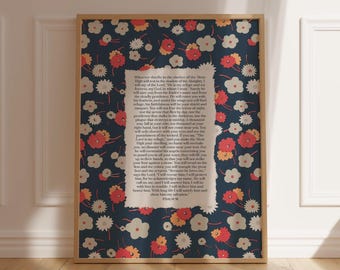 Scripture Wall Art Psalm 91 NIV Bible Verse Poster for Christians Vintage Wall Art Faith Gift For Her Him Christian Home Decor