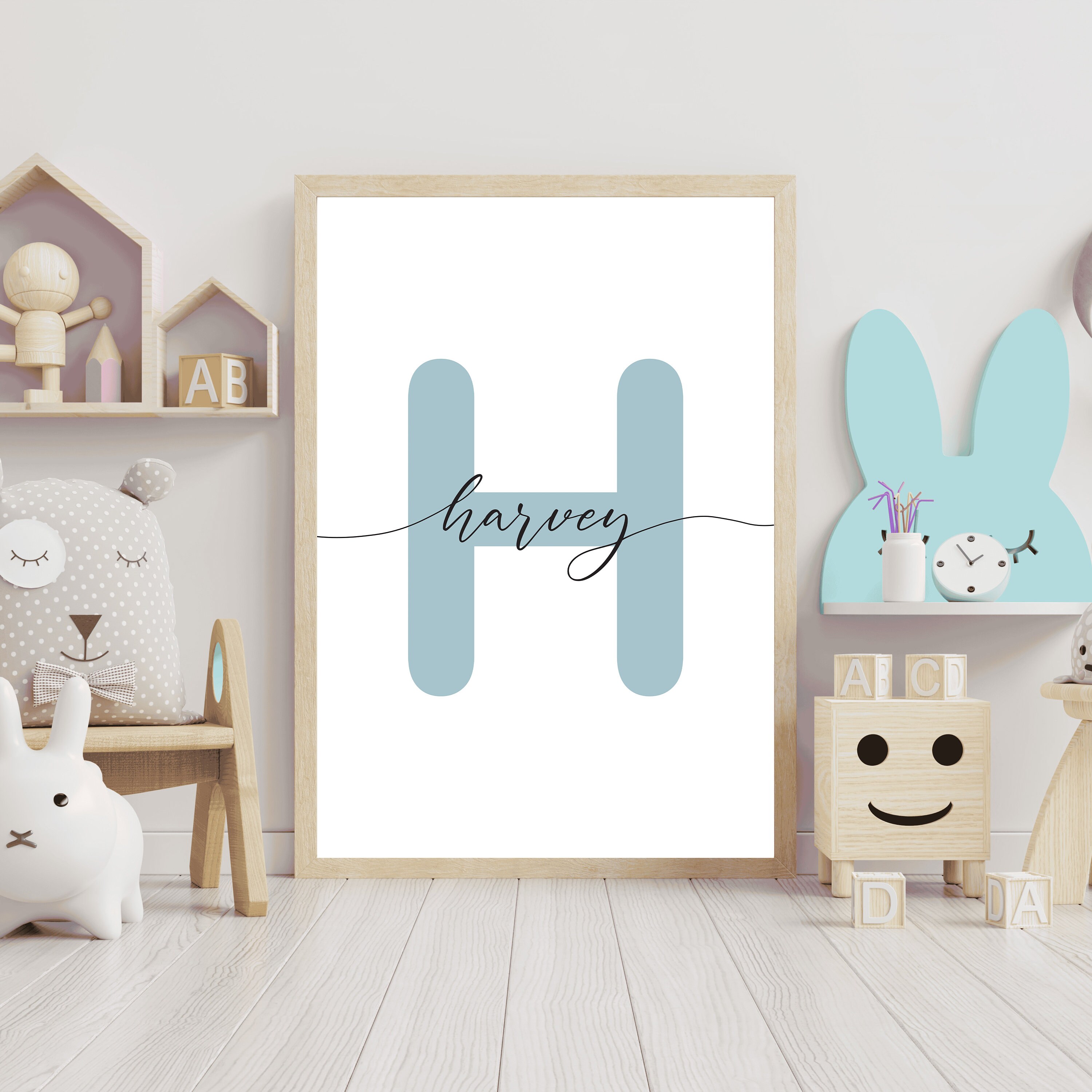 Custom Kids Wall Art With Modern Name Printable Art, Custom Nursery Name Sign, Baby Shower Gift ...