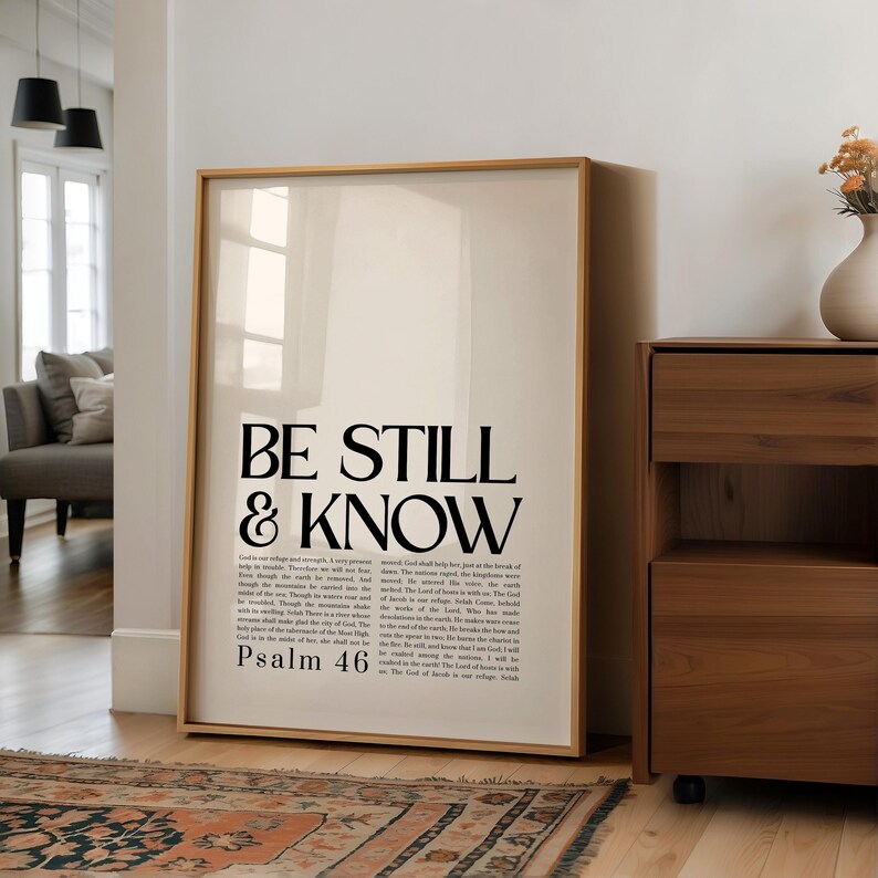 Psalm 46 Scripture Wall Art Bible Verse Poster for Christians Vintage ...