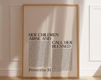 Spreuken 31 schriftmuurkunst afdrukbare bijbelvers poster voor modern christelijk interieur