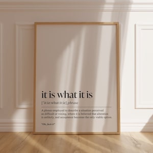 It Is What It Is Funny Definition Wall Art Quotes Funny College Apartment Decor Wall Art Prints Trendy Perfect Funny Boss Gift Big Quotes