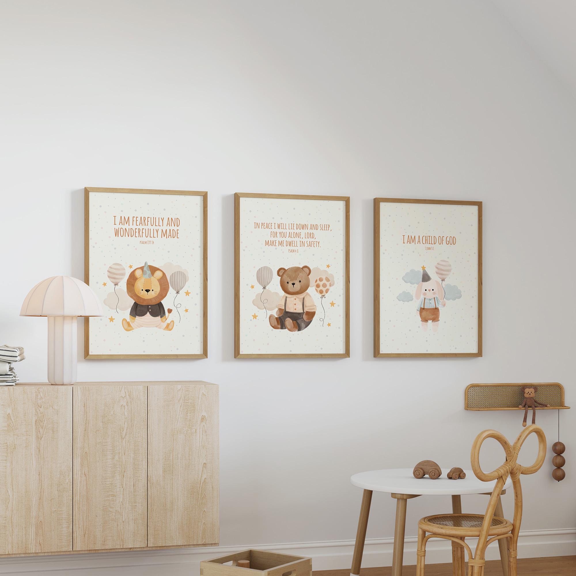 Nursery Bible Verse Wall Art Printable Set of 3 Scripture Christian ...
