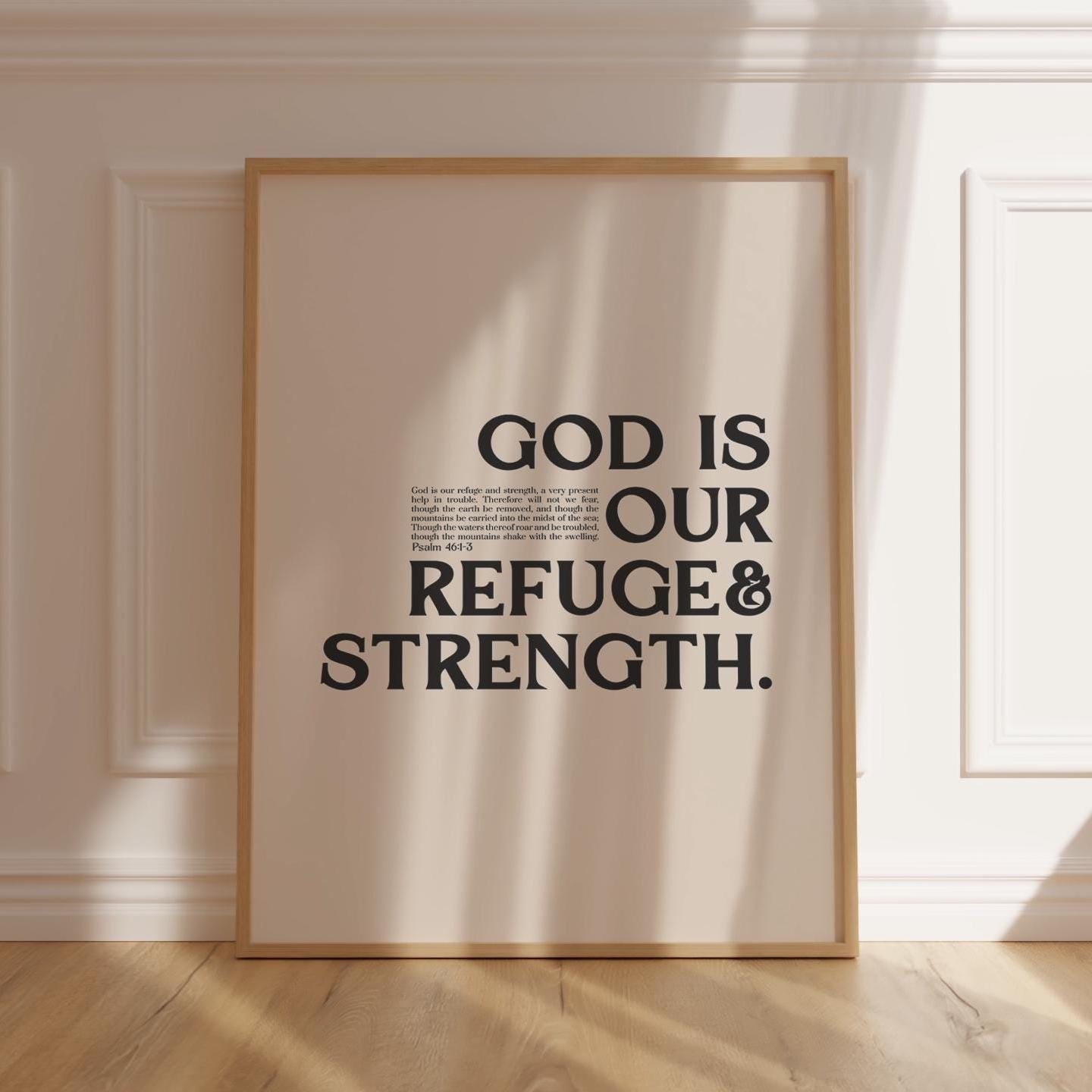 Psalm 46:1-3 Scripture Wall Art Bible Verse Poster for Christians Vintage Wall Art Faith Gift For Her Him Christian Home Decor Psalm 46 Sign