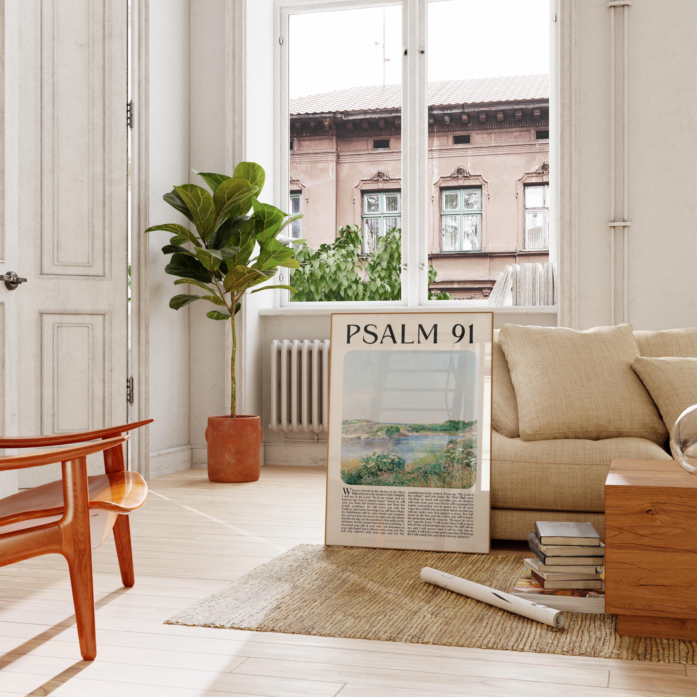 Christian Scripture Wall Art Psalm 91 Bible Verse Poster Digital ...