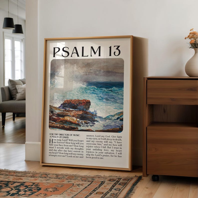 Vintage Psalm 13 Scripture Wall Art Printable Bible Verse Poster for ...
