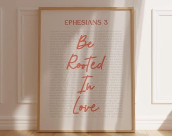 Be Rooted In Love Bible Verse Print Ephesians 3:17 Scripture Wall Art