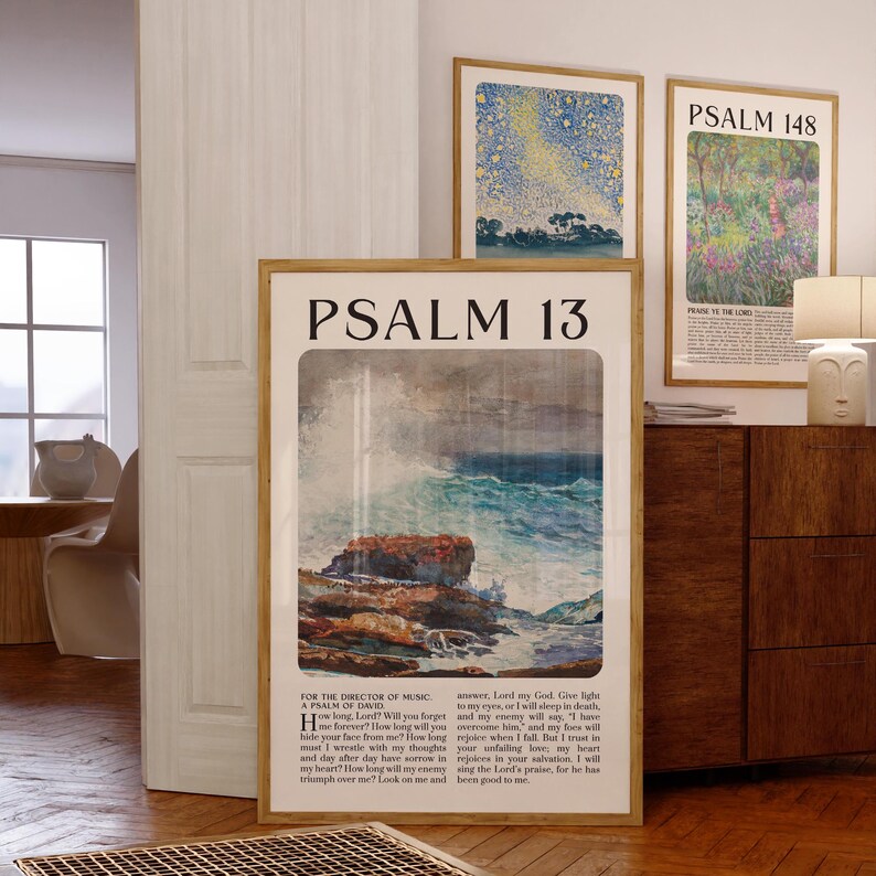 Vintage Psalm 13 Scripture Wall Art Printable Bible Verse Poster for ...