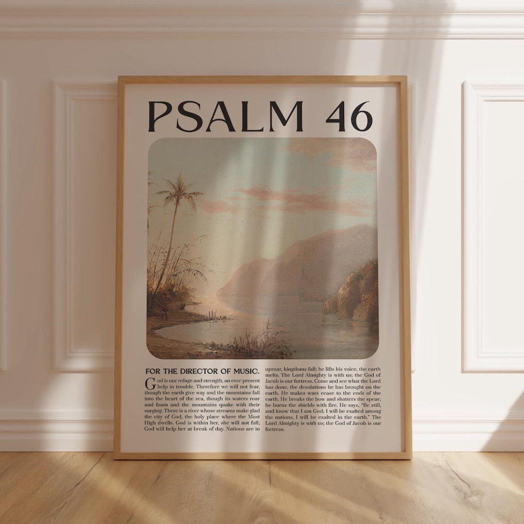 Vintage Psalm 46 Scripture Wall Art Printable Bible Verse Poster for ...