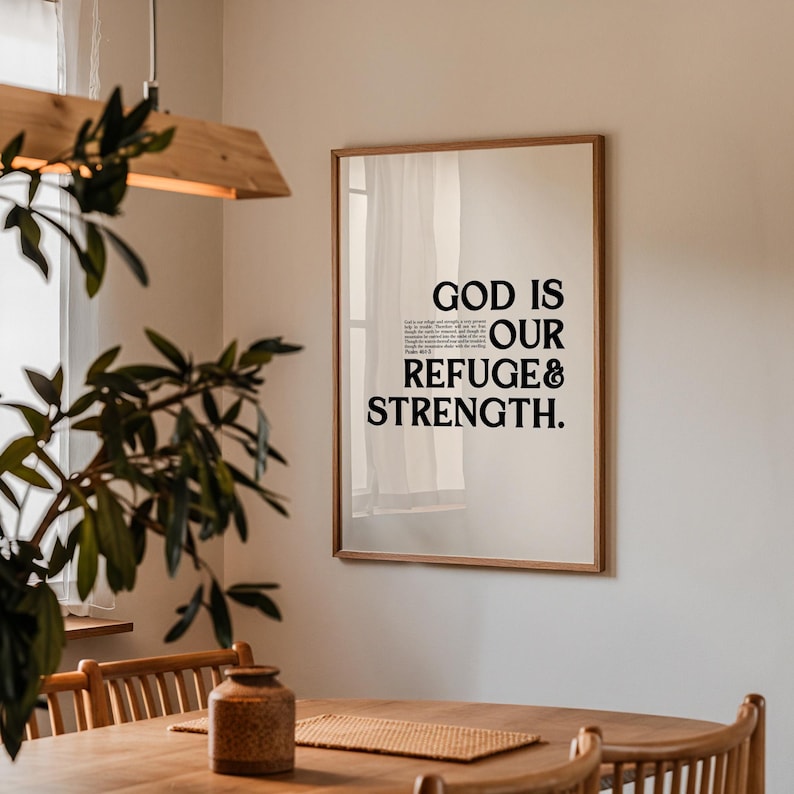 Psalm 46:1-3 Scripture Wall Art Bible Verse Poster for Christians ...