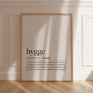 Definizione di Hygge, stampa artistica da parete scandinava, cartello Hygge di ispirazione nordica per un arredamento accogliente, regalo Hygge perfetto per gli amanti della consapevolezza.