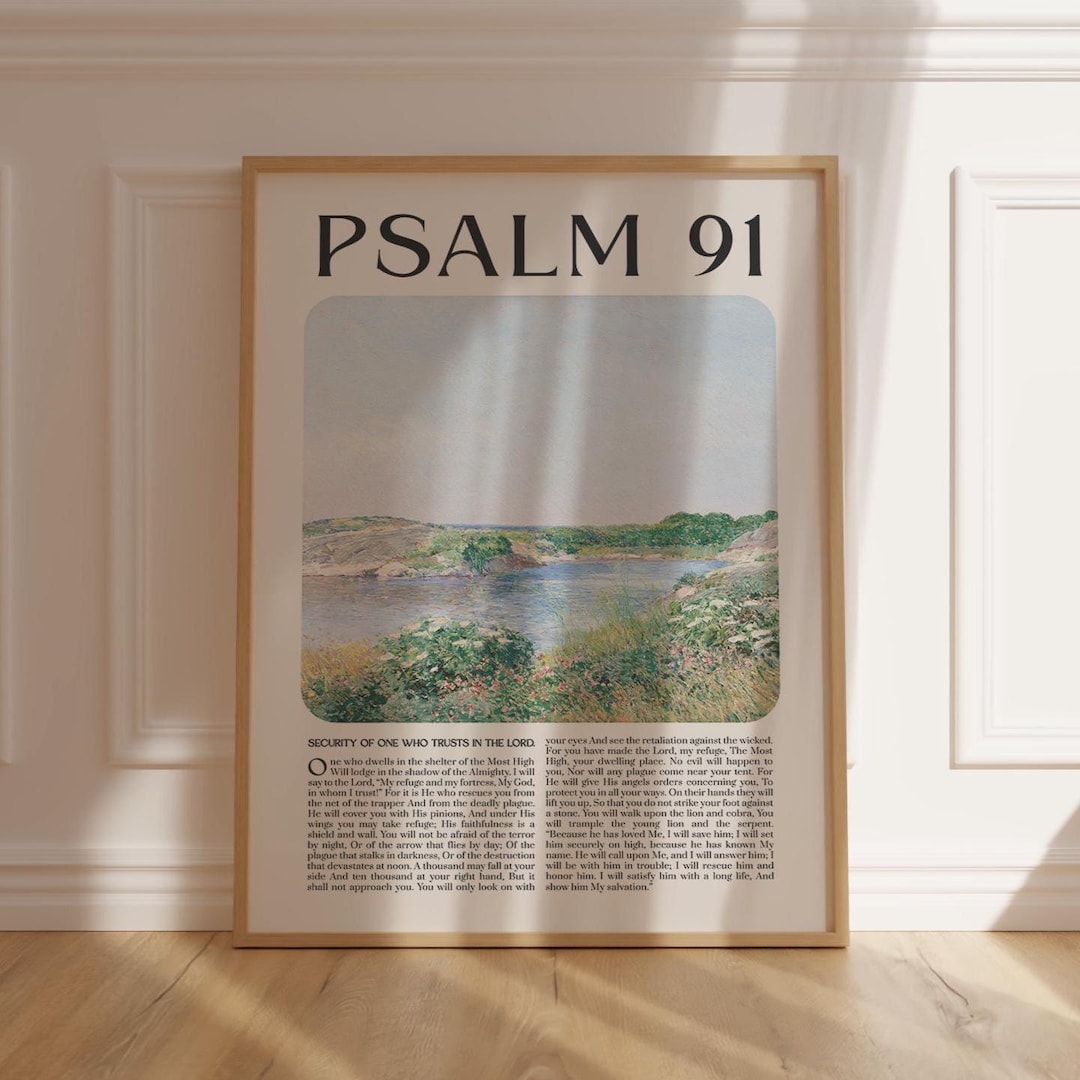 Scripture Wall Art Printable Psalm 91 NASB Vintage Bible Verse Poster ...