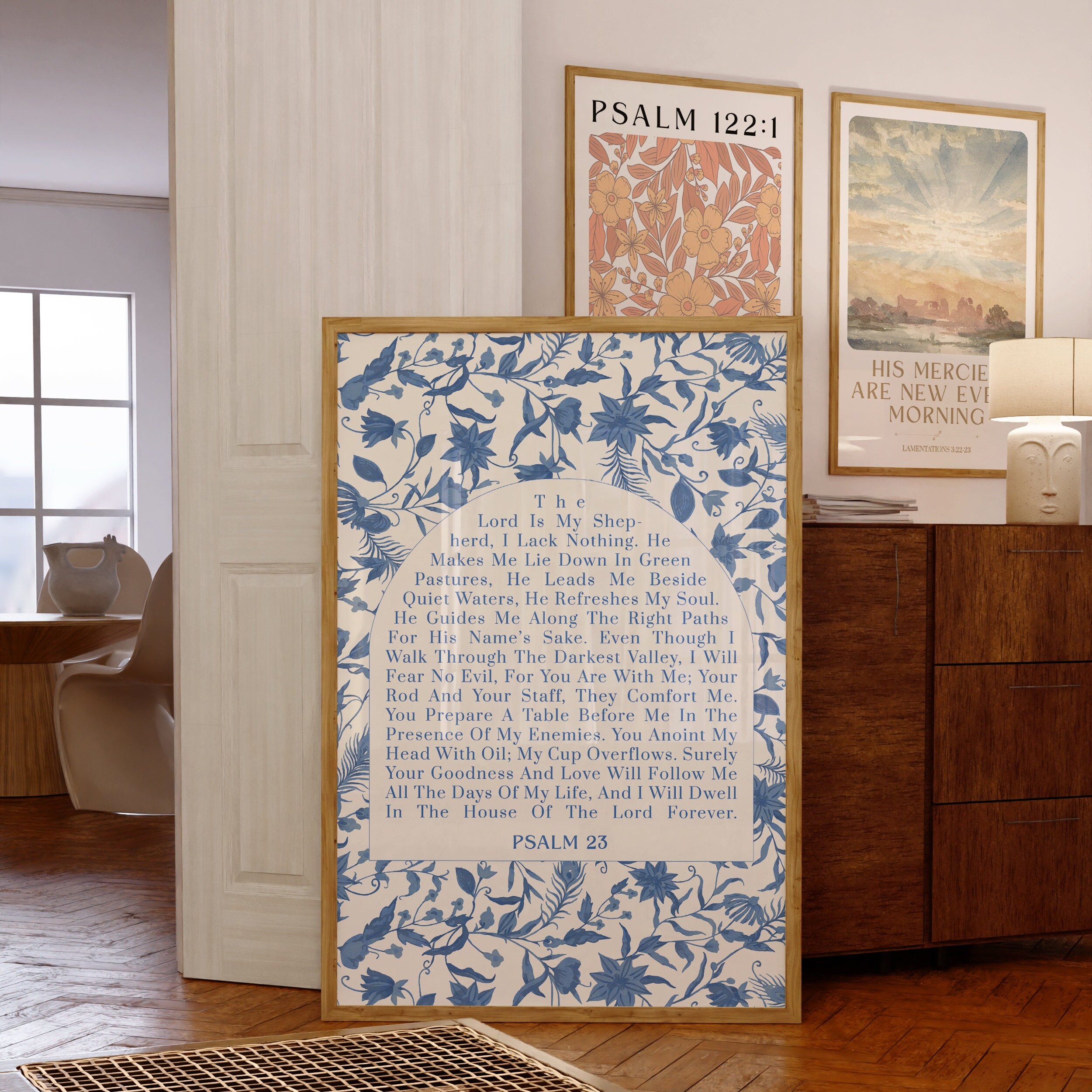 Psalm 23 Scripture Wall Art Vintage Bible Verse Poster for Printable ...