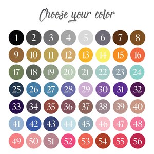 Pu&ograve; includere: Una cartella colori con 56 diversi campioni di colore, numerati da 1 a 56. I campioni sono disposti in file di otto.