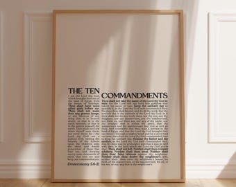 Ten Commandments Christian Wall Decor Bible Verse Art  Inspiring Scripture Wall Art  Jesus Religious Artwork for Meaningful Spaces
