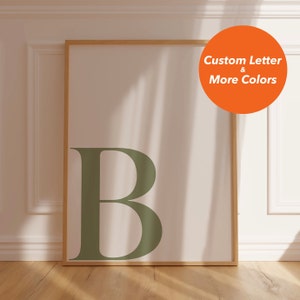 Letra inicial de nombre mayúscula moderna personalizada, impresión de letras del alfabeto minimalista, letrero con nombre, regalo para él o ella, arte de pared con letras grandes