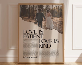 Custom Wedding Scripture Art 1 Corinthians 13 Love is Patient Kind Printable Bible Verse