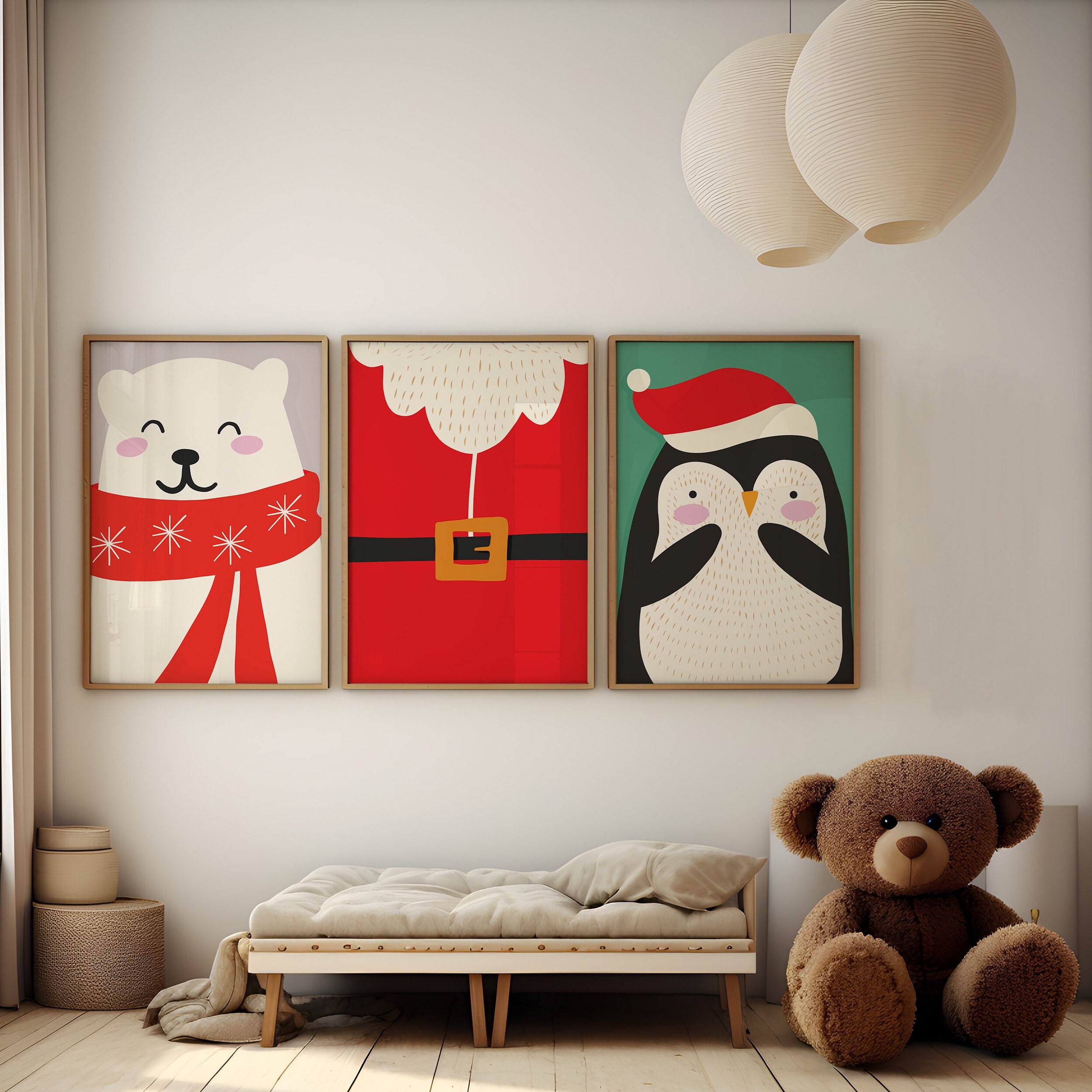 Christmas Nursery Wall Art Set of 3 Christmas Kids Room Kids ...